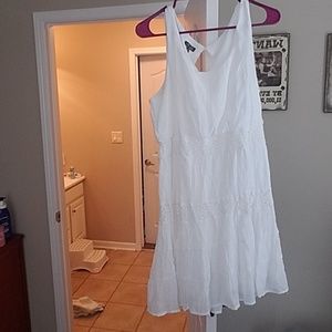White with lace mini dress